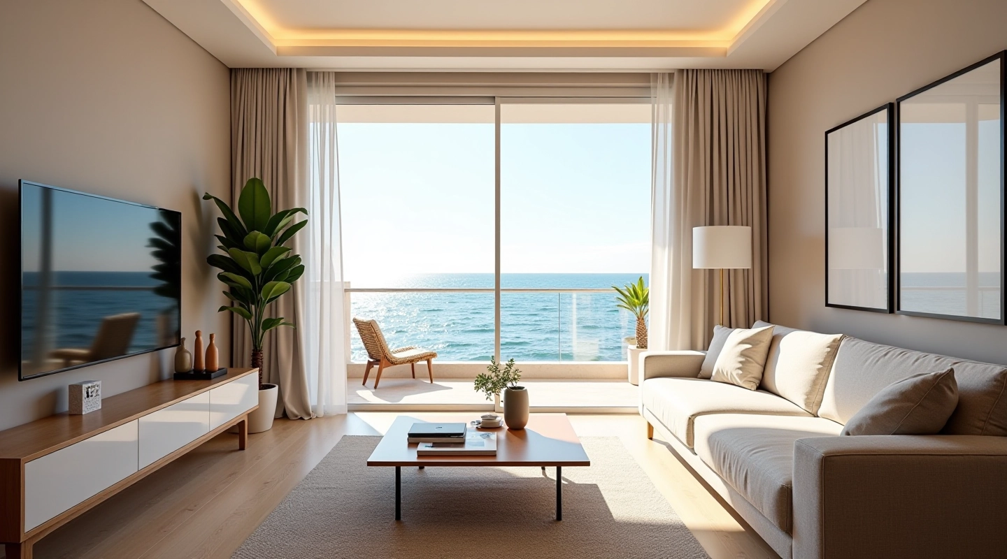 Apartamento moderno con balcón y vistas panorámicas al mar Mediterráneo en Barcelona